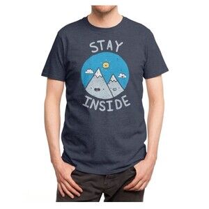 Threadless Stay Inside Print Men T-Shirt SIZE 2XL BLUE